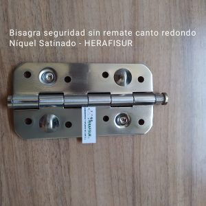Bisagra seguridad - sin remate - canto redondo - niquelada
