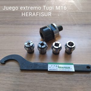 Juego extremo eje Tupí M16 para fresas de mango