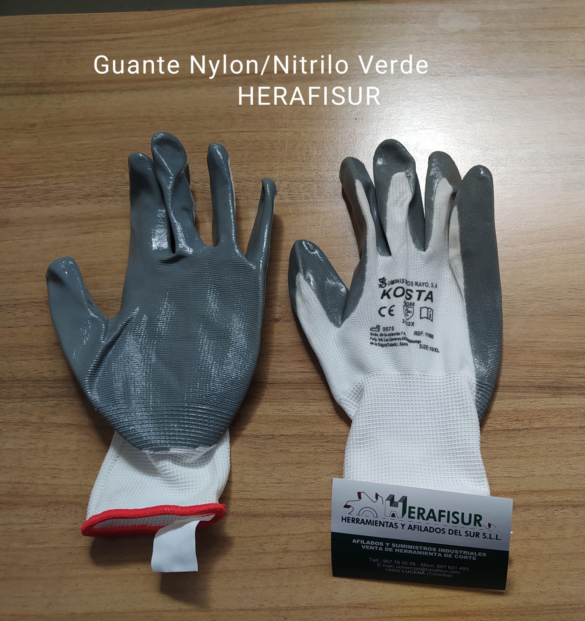Guante Polyester/Nitrilo Verde Talla 10 (5 pares)
