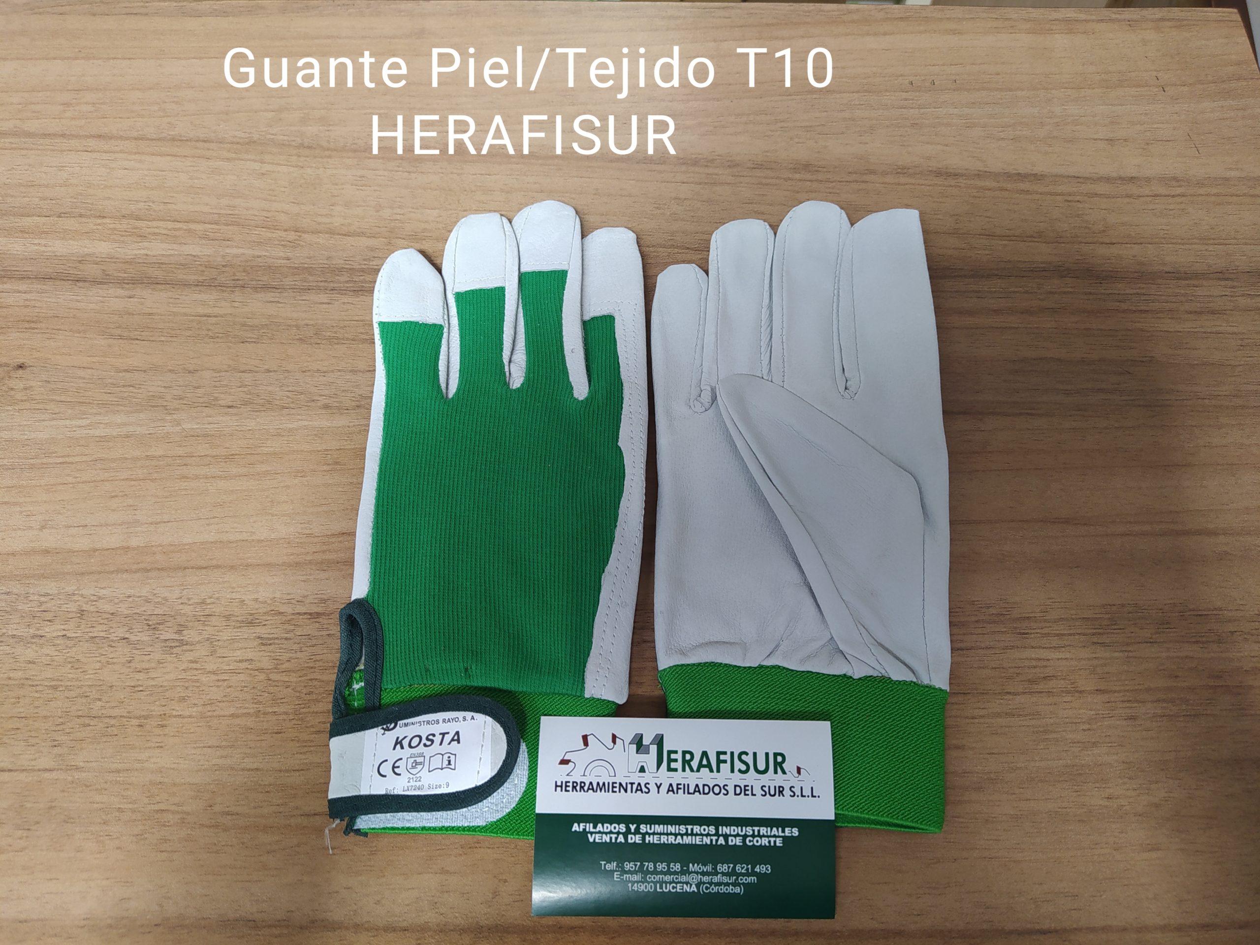 Guante Tejido/Cuero ajustable Talla 9 (5 pares)